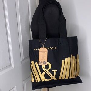 Barnes & Noble Black Tote with Gold Book Design